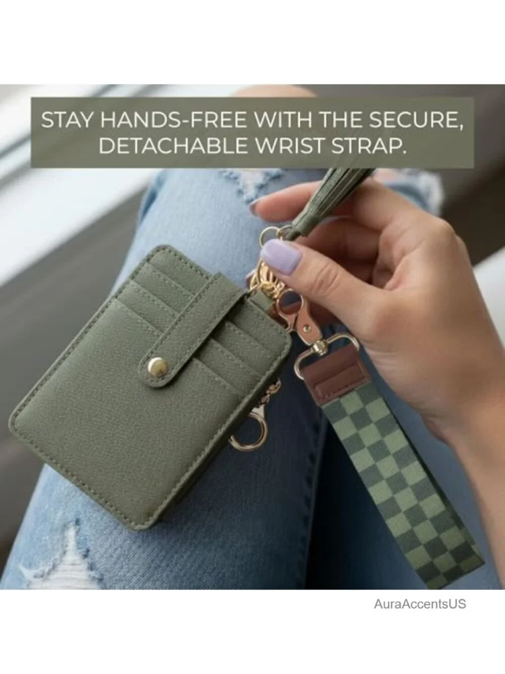 Wristlet Keychain Wallet with Card Slots & RFID Blocking
